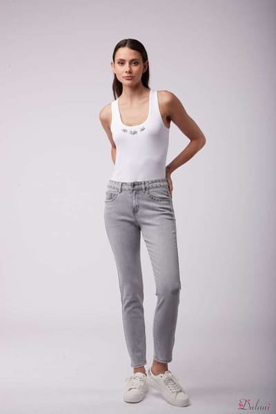 Broek Toxik3 normale taille Slim fit met studs grijs