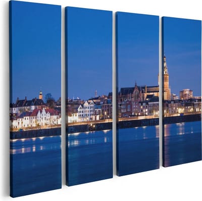 Artaza Canvas Schilderij Vierluik Nijmegen Skyline met de Waal Rivier - 80x60 - Foto Op Canvas - Canvas Print