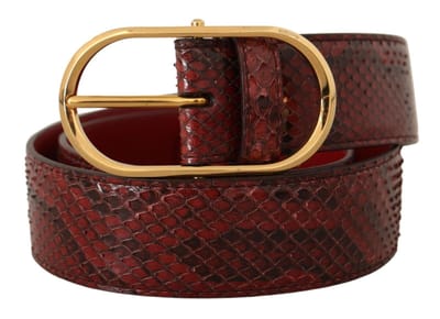 Dolce & Gabbana Dames Rode Exotische Leren Gouden Ovale Gesp Riem
