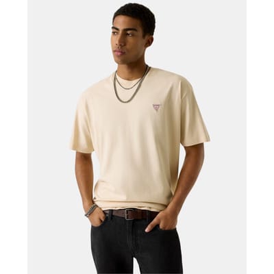 Guess Jeans Mini Triangle T-shirt Met Korte Mouwen Beige 2XL Man