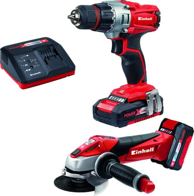 Einhell Accu Power Tool Kit TE-TK 18 Li Kit 18 V/1.5 Ah/3.0 Ah (Accu Boor-/Schroefmachine / Accu Haakse slijper) - Power X-Change