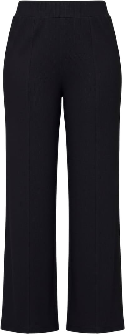 Angel of Style - Dames - Broek wijd sweatstof siernaad - Zwart - Maat 42