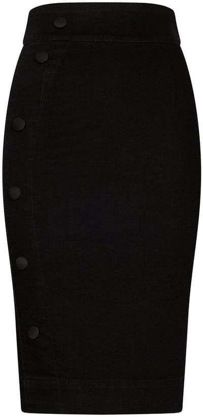 Succubus Clothing Norma Jean Denim 50's Pencil Rok in Zwart