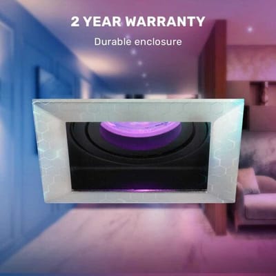 Hoftronic Smart - Smart WiFi LED inbouwspot 6 stuks 5,5W Zilver Modesto - Dimbaar - Vierkant - RGBWW - IP20 - 400lm - Bedienbaar via Hoftronic Smart App - Bedienbaar via stem