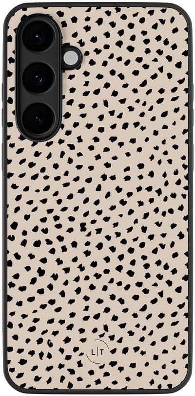 Leuke Telefoonhoesjes - Hoesje geschikt voor Samsung Galaxy S25 FE - Almond dots - Backcover zwart - Gestipt - Bruin