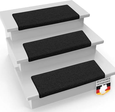 Shaggy Trapmatten - Hoogpolige Treden - Trap Beschermen - Zelfklevend Bevestigen - 15 Stuks Set - Zwart