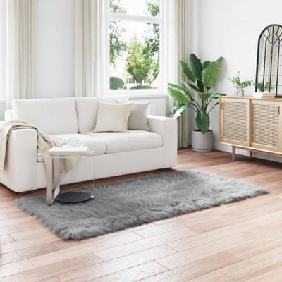 vidaXL - Tapijt - van - imitatie - schapenvacht - TAFALLA - Grijs - 80 - x - 200 - cm