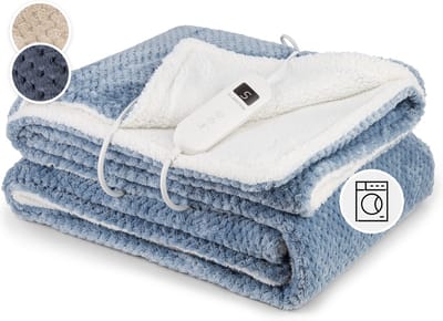 Klarstein XL elektrische knuffeldeken, elektrische deken met automatische uitschakeling, 180x130 cm. Elektrische warmtedeken, kan in de wasmachine, dubbelzijdige elektrische deken voor bed & bank, electric heated blanket met 9 standen