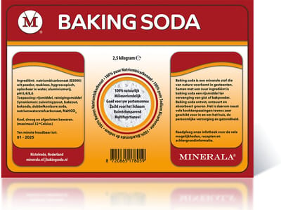 Minerala Baking Soda - Food Grade - 2,5 kg - Zuiveringszout - Natriumbicarbonaat - E500(ii) - Hersluitbare verpakking - Premium kwaliteit - Herkomst Europa - Bakken - schoonmaken - persoonlijke verzorging
