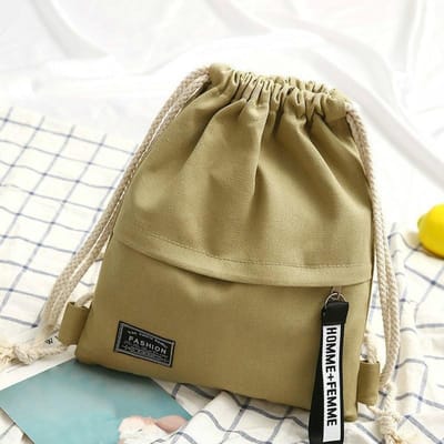 1 stuks trekkoordstijl rugzak canvas tas 5 kleuren minimalistische veelzijdige stof bundel zak damestas vrijetijdstassen One Size