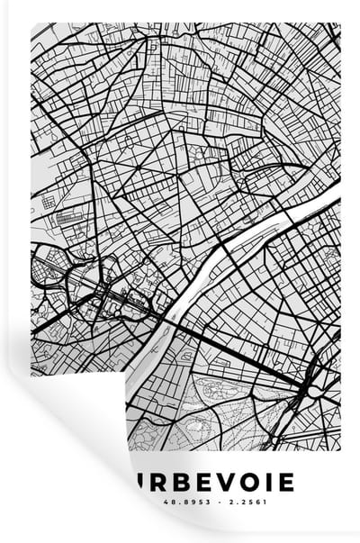 Muurstickers - Sticker Folie - Plattegrond - Kaart - Stadskaart - Frankrijk - Courbevoie - 20x30 cm - Plakfolie - Muurstickers Kinderkamer - Zelfklevend Behang - Zelfklevend behangpapier - Stickerfolie