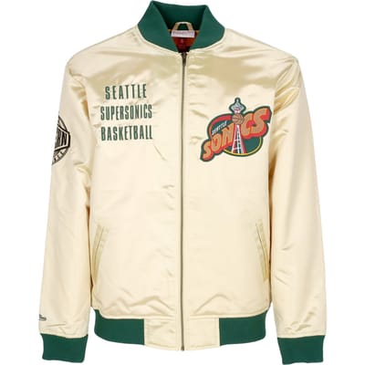 Bomberjack voor heren Nba Team Og 2.0 lichtgewicht satijnen jack Vintage logo Seasup goud