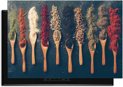 KitchenArt - Spice Palette – Inductie Beschermer - 81.2x52.7 cm - Kookplaat Beschermer - Luxe Afdekplaat Inductieplaat - Anti-slip & Oprolbaar - Beschermmat Inductiekookplaat