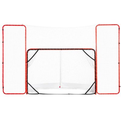 VEVOR Hockeydoel Streethockeynet met achterstop en doelen, Streethockeydoel Hockeynet, 310 x 183 cm Pro Hockey Trainingsdoelenset, Draagbaar Indoor Outdoor Hockeydoel met net, Wit/Rood, Training