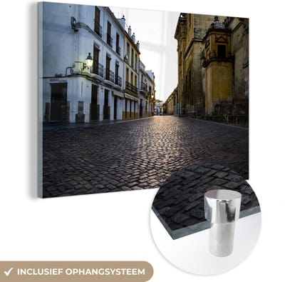 ® Glasschilderij 180x120 cm - Schilderij acrylglas - Het oude centrum van het Spaanse Córdoba in Andalusië - Foto op glas - Muurdecoratie woonkamer - Wanddecoratie slaapkamer - Schilderijen