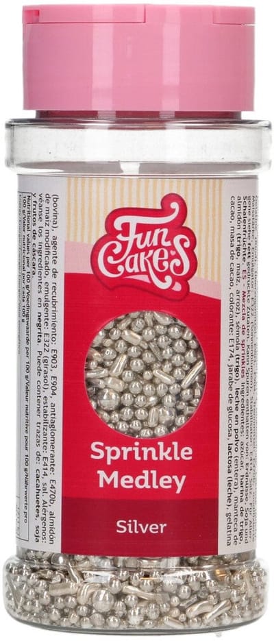 FunCakes Sprinkle Medley - Zilver - 65g - Eetbare Taartdecoratie