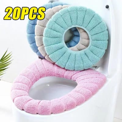 20 STUKS Toiletbril Kussen Huishouden Winter Verdikt Pluche Toiletbril Kussen Toiletbril Verwarmer Zitkussen Toiletbrilhoes blue