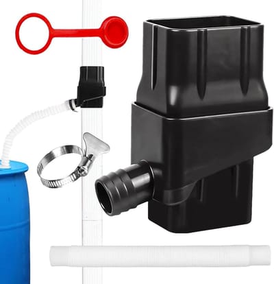 Regenpijp Omleider - Wateropvangsysteem Regenton - Regenwater Opvangen - Verstelbare Klep - Voor 2x3" Regenpijpen - Zwart