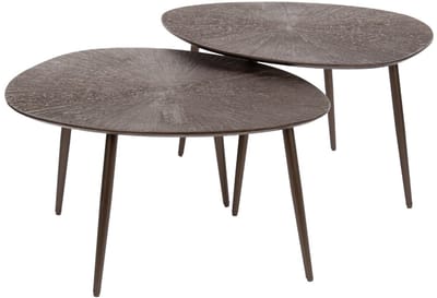 AnLi Style Salontafel set/2 Brown Ray Metal leaf
