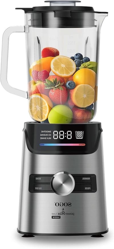 Krachtige mixer - Keukenapparaat - Gezonde smoothies - IJsmalen functie - 1.8 liter kan - Zilver