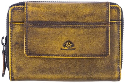 GREENBURRY portemonnee Destressed RV-Wallet RFID Dirty Yellow mosterdgeel