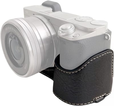 Beschermende Tas voor Digitale Camera's A6400, A6300, A6100 en A6000 - Kunstlederen Hoes, Schokbestendig en Krasbestendig, Zwart