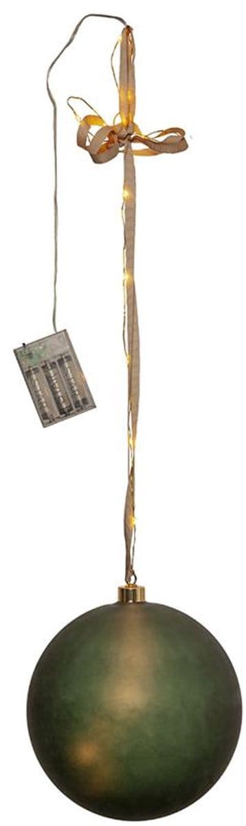 Star Trading Batterijgevoede kerstlamp 'Bliss' met kerstbal, 20 dauwdruppel-LED's, timer, groen, Ø 20 cm
