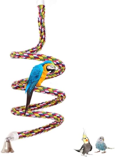 Vogel Touw Speelgoed - Zitstok Klimtouw - Vogel Beweging - Vorm Aanpasbaar - 100 cm Lengte - Kleurrijk