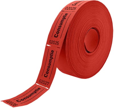 CombiCraft Consumptiebon op rol rood - 5 rollen - 5x1000 bonnen
