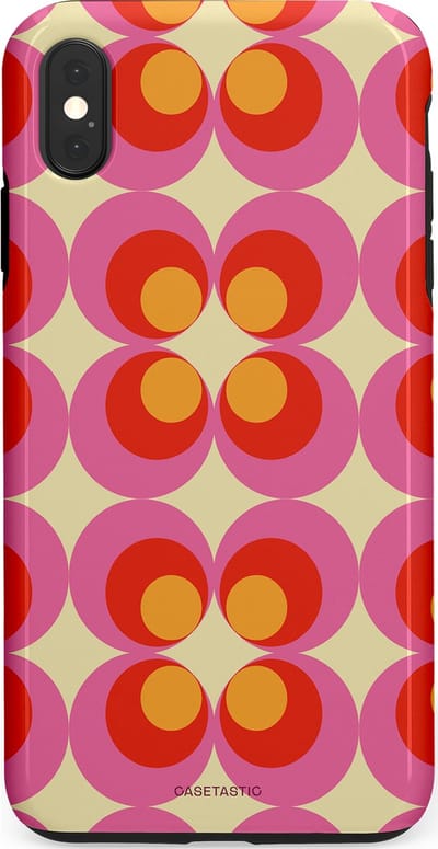 Casetastic hoesje geschikt voor Apple iPhone XS Max - Dubbellaagse bescherming - Circle boogie - Fashion Case - Roze Rood Zand Okergeel