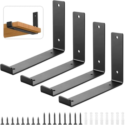 Robuuste Wandplanken Steunen - 250mm, Zwart Industrieel Ontwerp, 4 Stuks, Inclusief Schroeven voor Eenvoudige Installatie