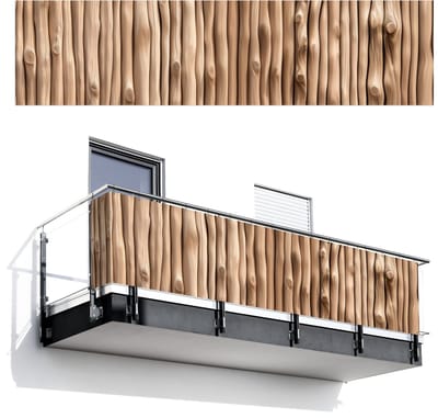 Balkonscherm 500x120 cm - Balkonposter Hout - Stam - Lichtbruin - Balkon scherm decoratie - Balkonschermen - Balkondoek zonnescherm
