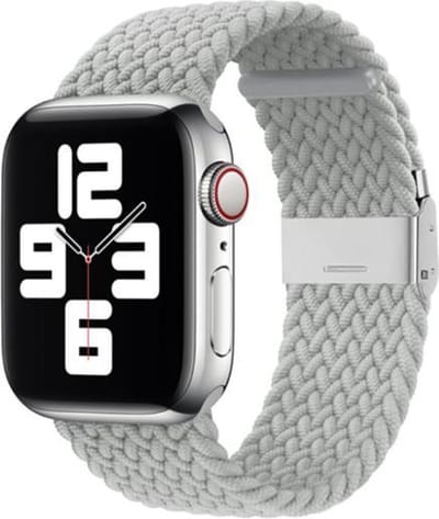 By Qubix - Geschikt voor Apple Watch bandje - Braided nylon bandje - Lichtgrijs - Geschikt voor Apple Watch 38mm / 40mm / 41mm / 42mm - nylon - bandje iWatch