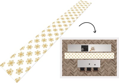 Keukenloper - Keukenmat - Sneeuwvlok - Gold - Glitter - Kerstmis - Design - 400x50 cm - Keuken vloerkleed