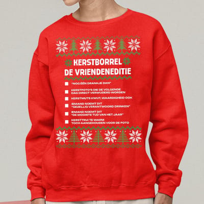 Kerst Trui Rood Kerstborrel - De Vriendeneditie XS