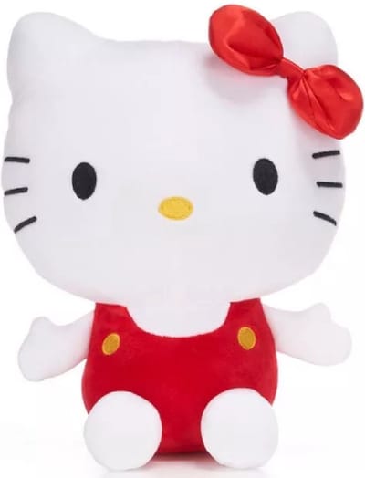 Hello Kitty Zittend (Rood/Wit) Pluche Knuffel 18 cm - Speelgoed knuffels voor kinderen jongens meisjes - Hello Kity Kat Cat Plush Toy - Kuromi, Sanrio, My Melody