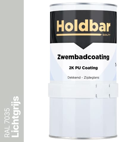 Holdbar Zwembadcoating Lichtgrijs (RAL 7035) 1 kg - Zwembadverf - Alle kleuren - Waterdicht - Gemakkelijk reinigen - UV-bestendige Zwembad Verf - Chloor en Chemicaliën Bestendig - 2 Componenten