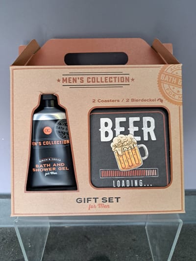 leuk geschenk mannen - beer - bierviltje - douche gel - grappig - kerst - berk ceder