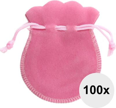 Fako Bijoux® - Fluweel Cadeau Zakjes Mini - Velours - 6.5x7.5cm - Roze - 100 Stuks