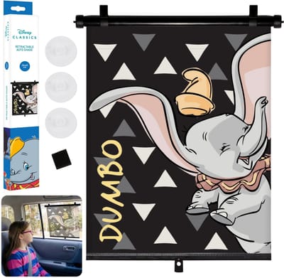 DISNEY Dumbo Zonnescherm, zonwering voor de auto, raamhoes 36x45 cm