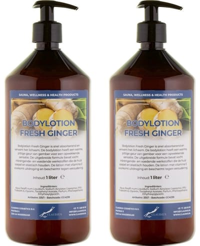 Bodylotion Fresh Ginger 1 Liter - met gratis pomp - set van 2 stuks