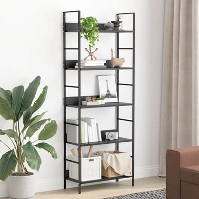 vidaXL - Boekenkast - met - 5 - schappen - 60x27,6x158,5 - cm - bewerkt - hout - zwart