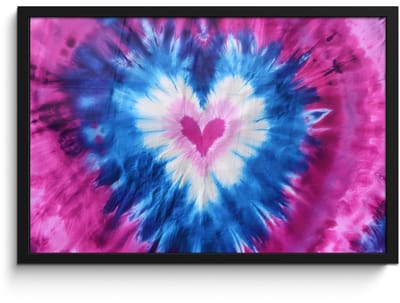 Poster in lijst - Fotolijst 60x40 cm - Posters - Hartvormig - Tie dye - Paars - Posterlijst zwart - Decoratie - Wanddecoratie woonkamer - Muurdecoratie slaapkamer