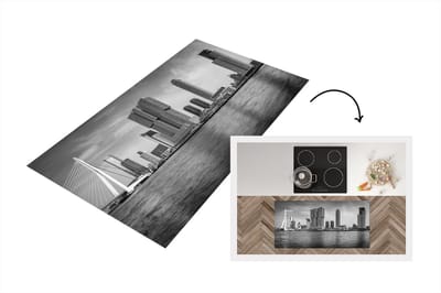 Keukenloper - Loper keuken - Rotterdam - Erasmus - Brug - Zwart - Wit - 120x60 cm - Keukenloper vinyl
