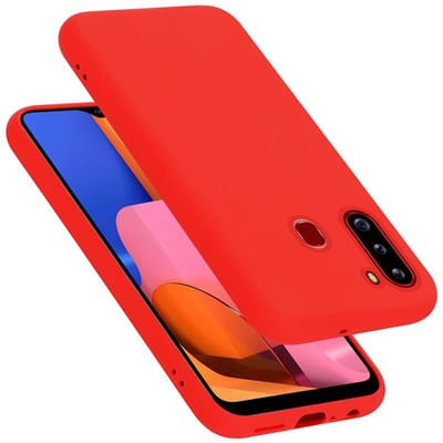 Cadorabo Hoesje geschikt voor Samsung Galaxy A21 in LIQUID ROOD - Beschermhoes gemaakt van flexibel TPU silicone Case Cover