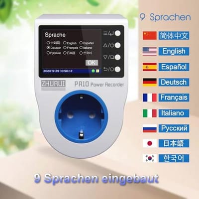 Home energie meter met stroomregistratie en valuta-instellingen