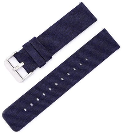Nylon bandje - geschikt voor Garmin Venu 2s / 3s / 4 (41mm) / Vivoactive 4s / Forerunner 255s / 265s - Huawei Watch GT 5 Pro - 42mm / GT 6 / GT 5 / GT 4 - 41mm - gesp - donkerblauw zilver