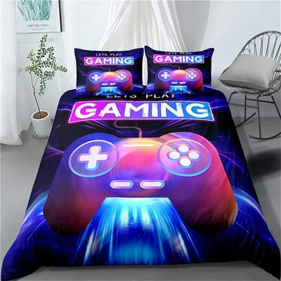 Gaming Beddengoed Set Game Dekbedovertrek 135 voor Volwassenen Kinderen Zachte Microvezel Modern Gamepad Dekbedovertrek Decoratief met Kussensloop 70x133cm 2pcs