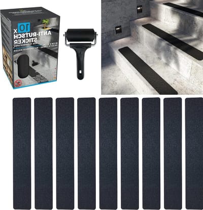 Trappen Buiten 10 Antislip Trapstickers Zwart 90 x 15 cm Sterke Grip Buitenoppervlak - Bevestigingsroller