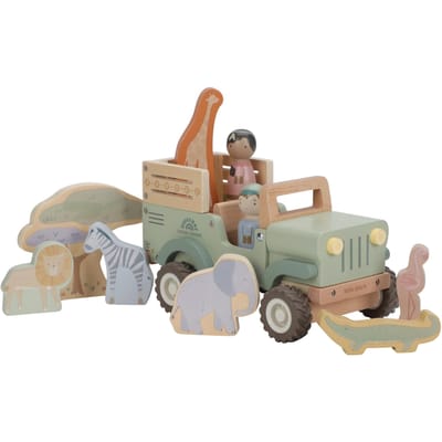Little Dutch Safari auto met dieren FSC - Safari Friends Houten speelgoed